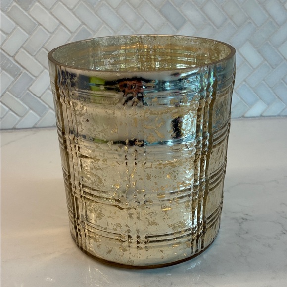 World Market Metallic Gold Mercury Glass Hurricane Candle Holder - Picture 1 of 7